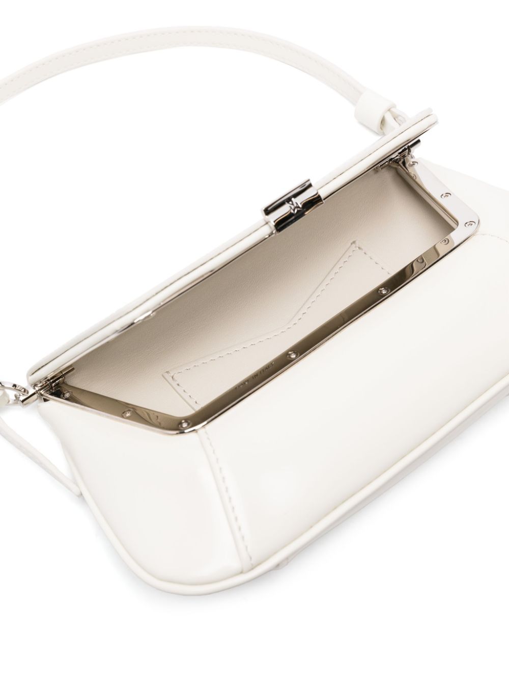 Amina Muaddi Women Black Leather Ami Shoulder Bag In White
