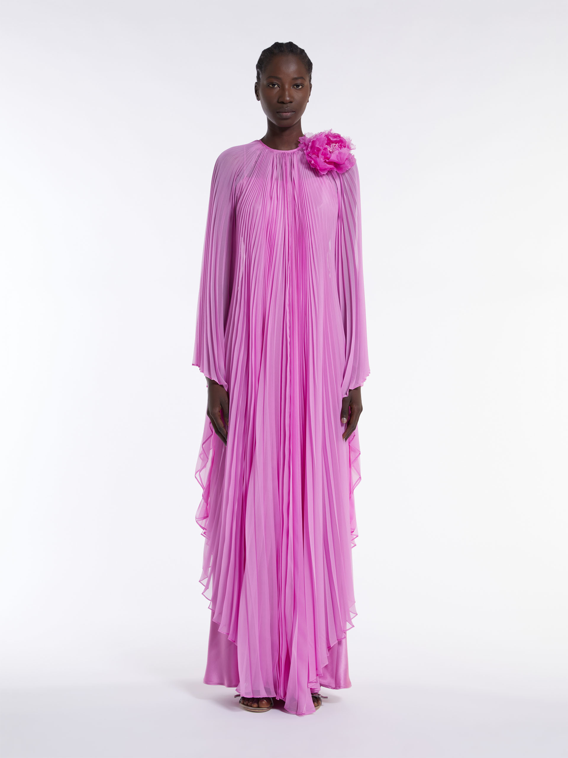 Max Mara Pleated Blouse Dress In Pink