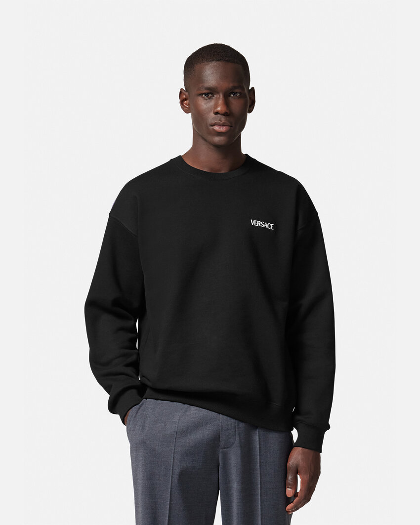 Shop Versace Hills Cotton Sweatshirt In Black