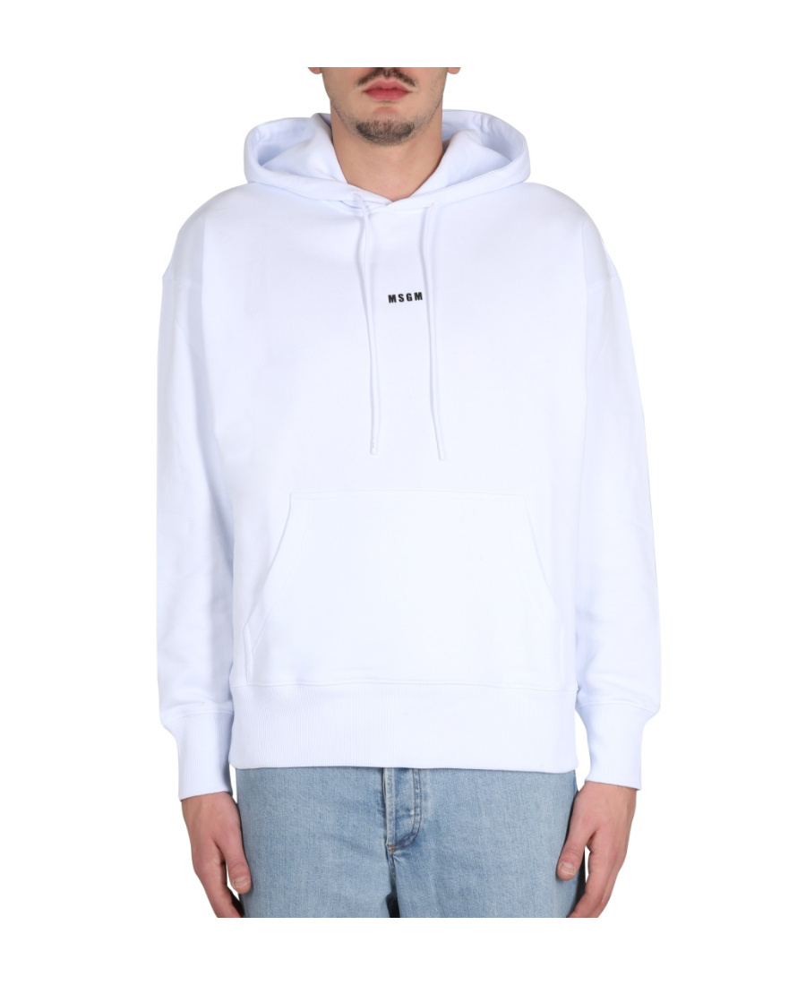 Msgm Sweatshirt With Micro Logo In White