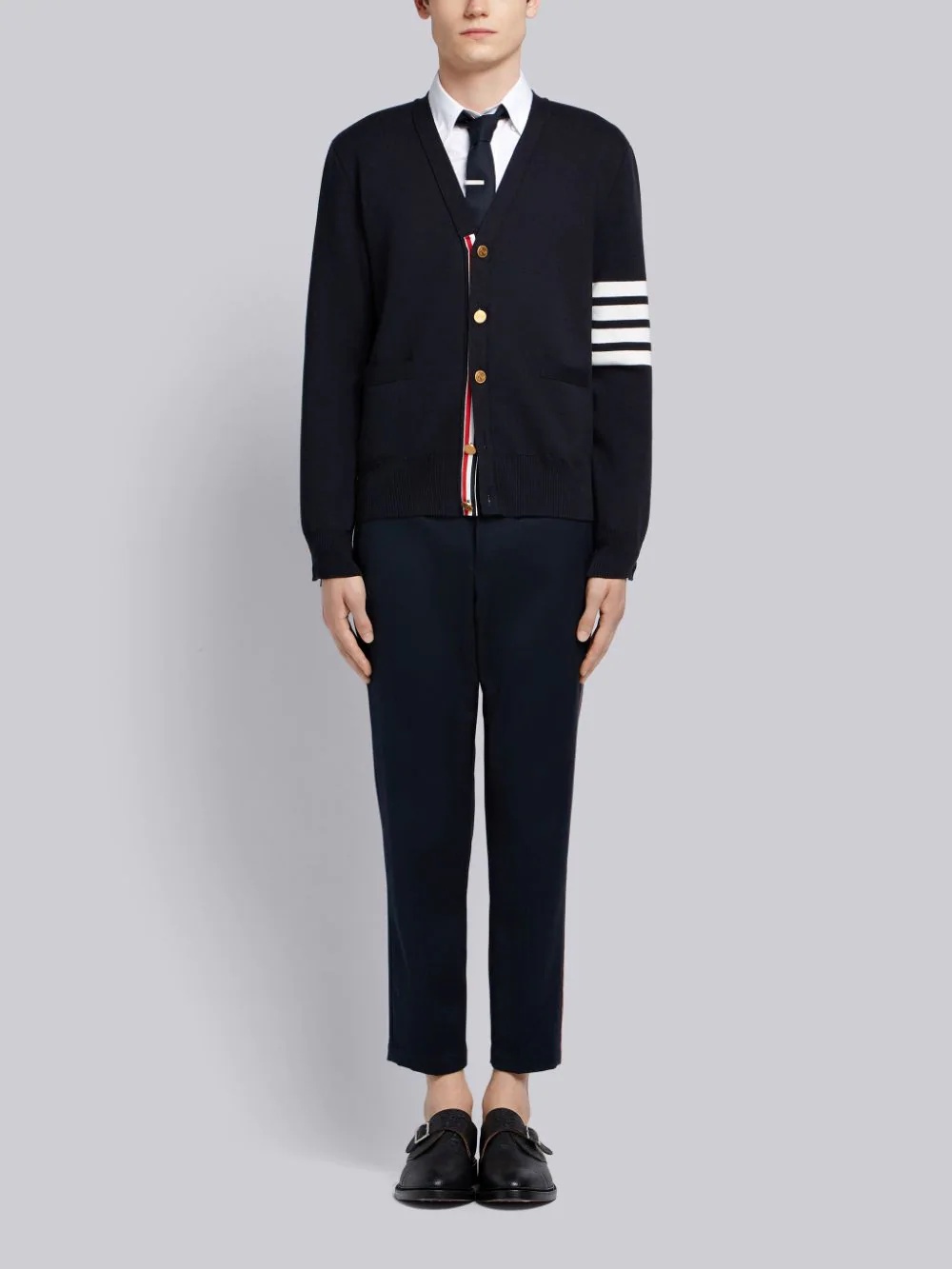 Thom Browne 4-bar Cotton Cardigan For In Black