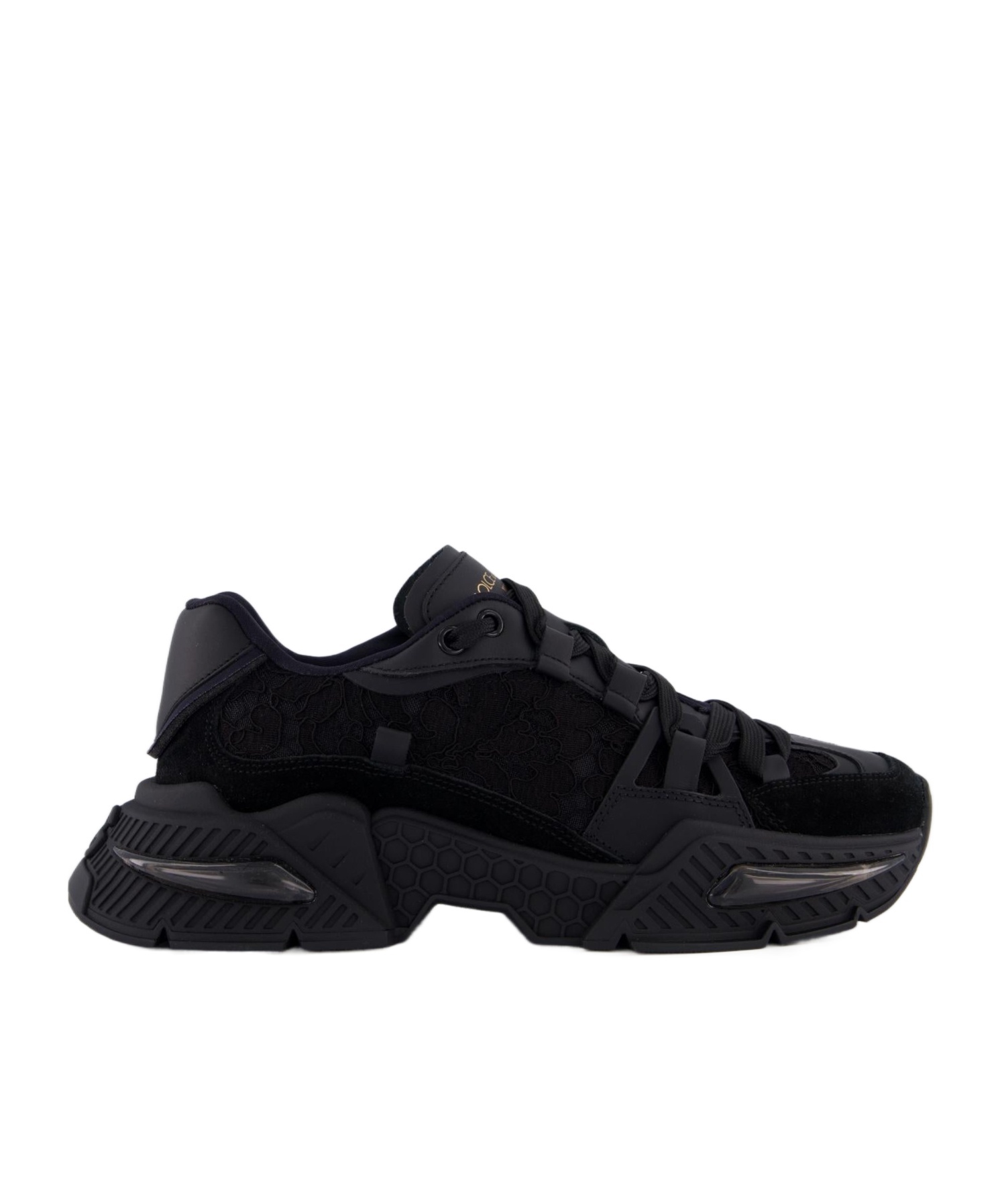 Dolce & Gabbana Iconic Monogram Mesh Paneled Sneakers In Black