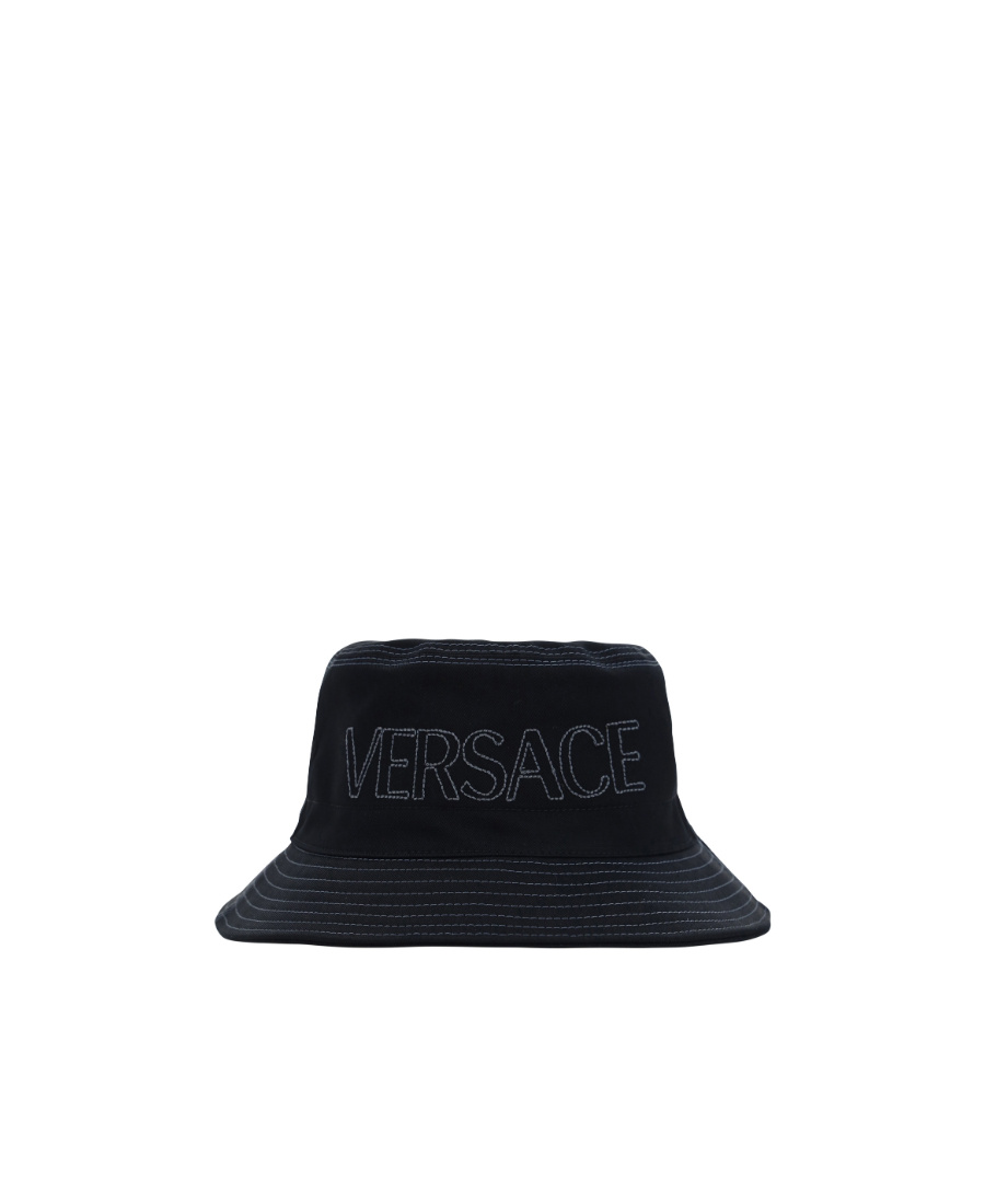 Versace Medusa Cotton Canvas Bucket Hat In Black