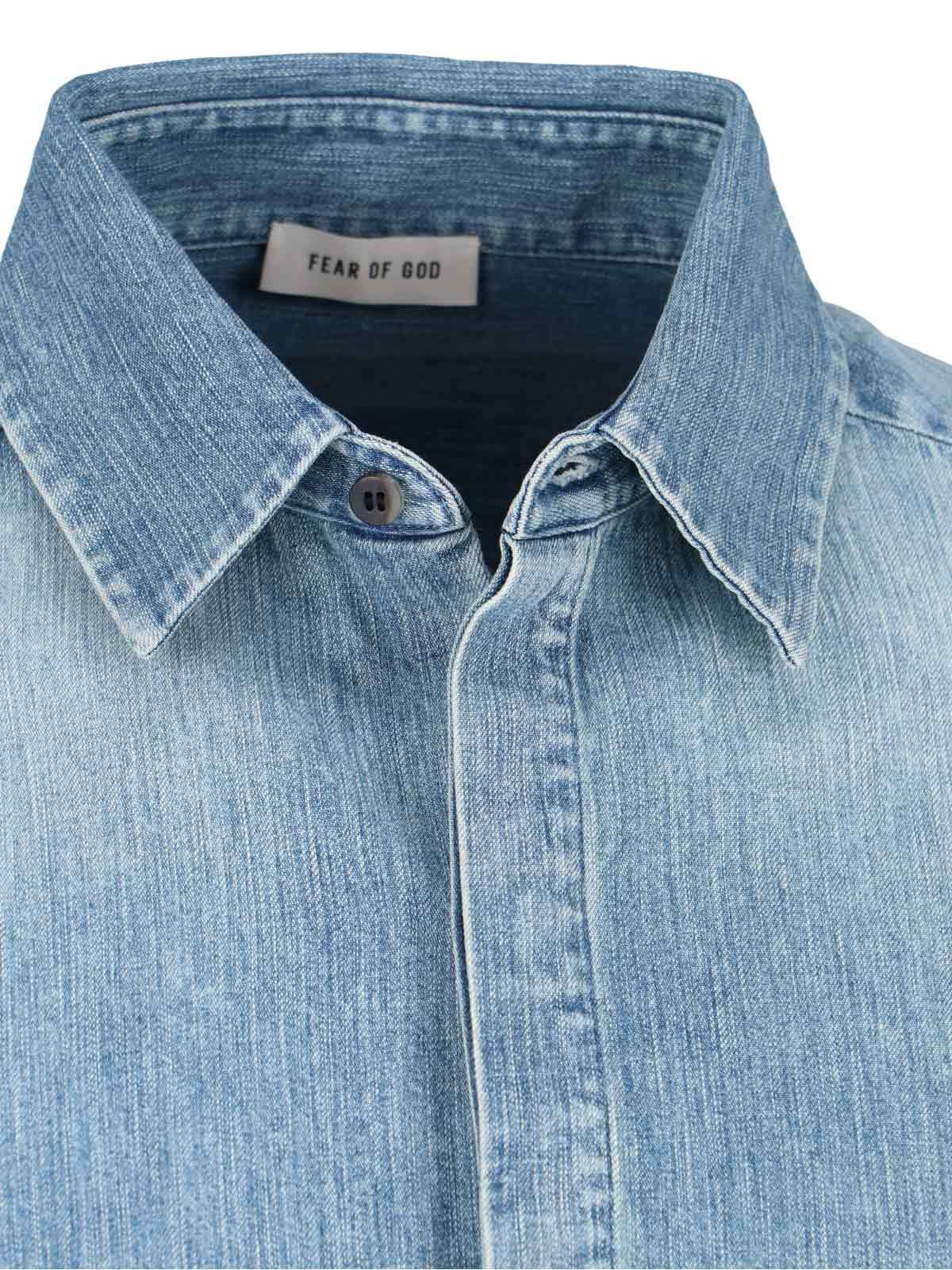 Fear Of God Relaxed Fit Denim Shirt With Classic Collar In Blue