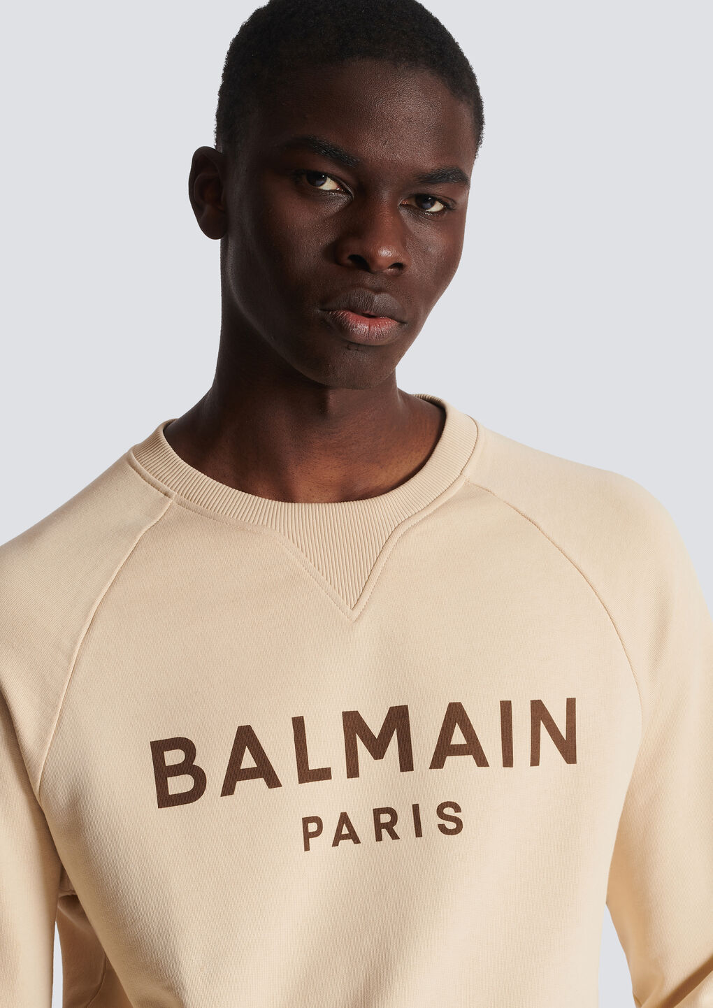 Shop Balmain Paris Printed Sweatshirt In Nude
