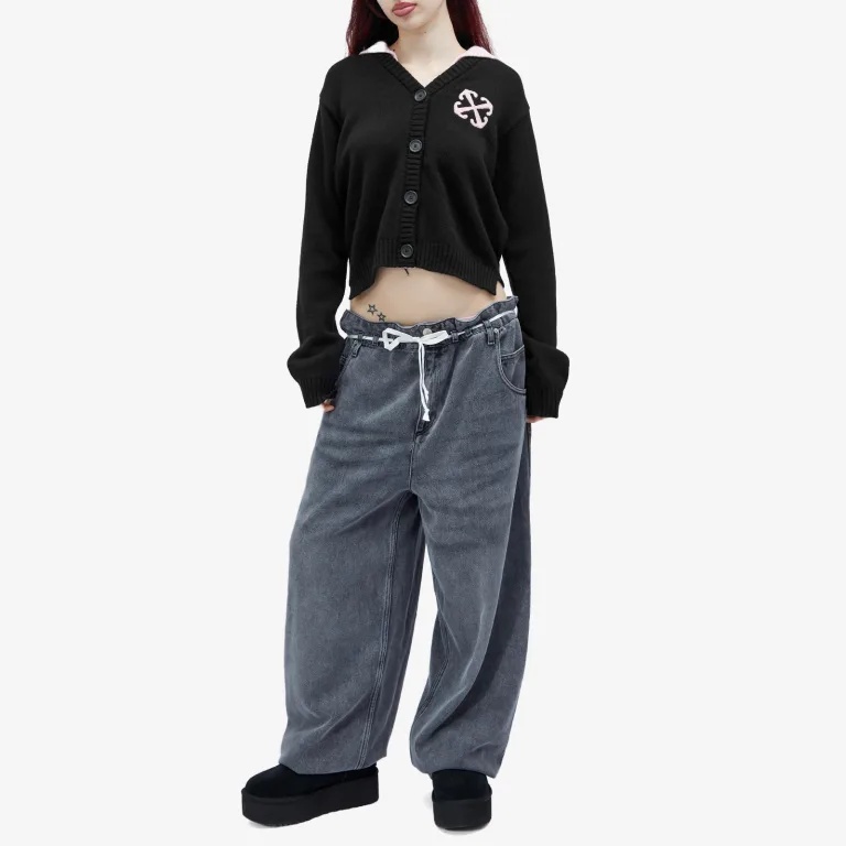 Off-white Button Long-sleeved Sweater In Black