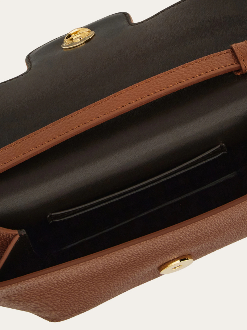 Ferragamo Double Gancini Mini Leather Shoulder Bag In Multi