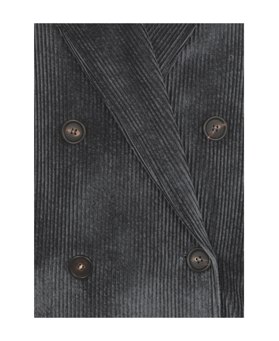 Brunello Cucinelli Velvet-corduroy Double-breasted Blazer In Black