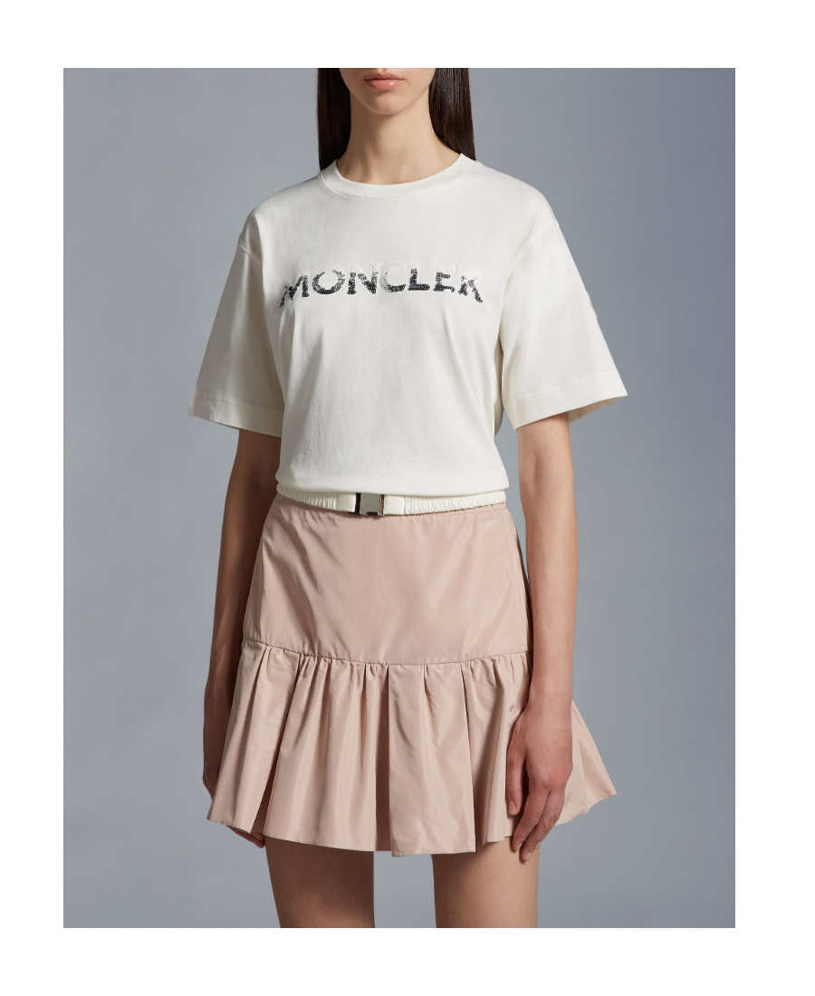 Moncler Sequin-embellished Cotton T-shirt In White