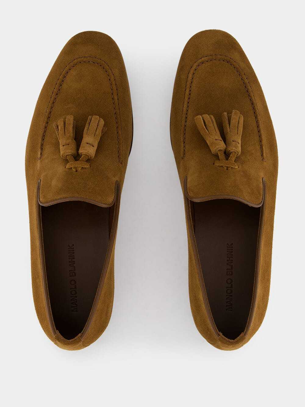 Manolo Blahnik Round Toe Loafers In Brown