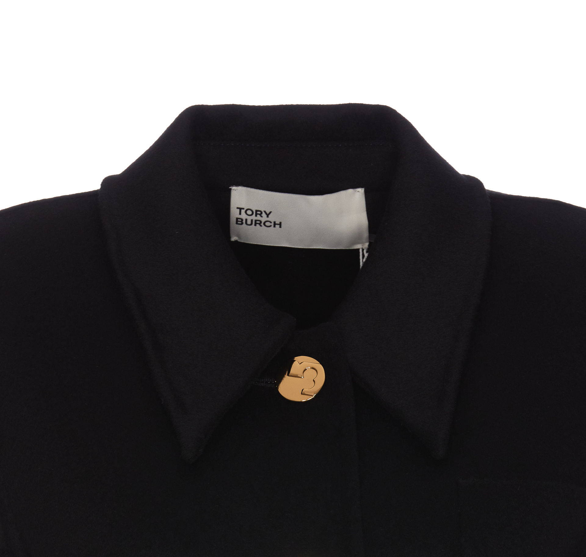 Tory Burch Single-breasted Mid-length Coat In Black