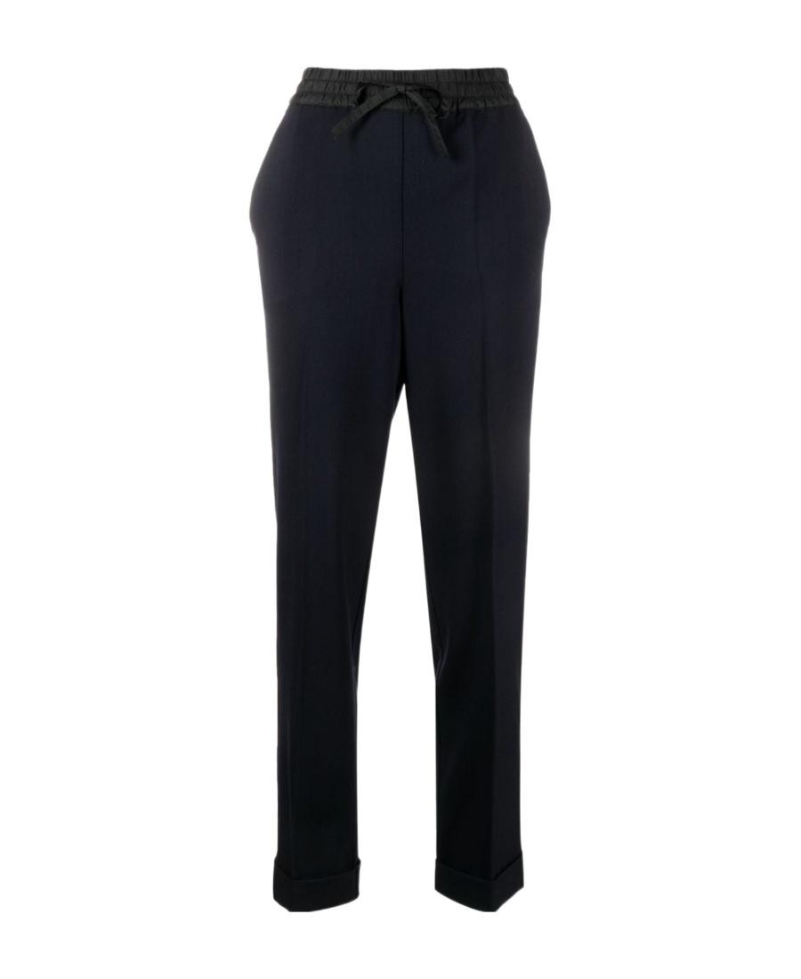 P.a.r.o.s.h Wool Blend Straight-leg Trousers With Cuffed Hem In Black