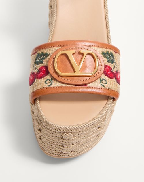 Valentino Natural Logo Wedges In Nude