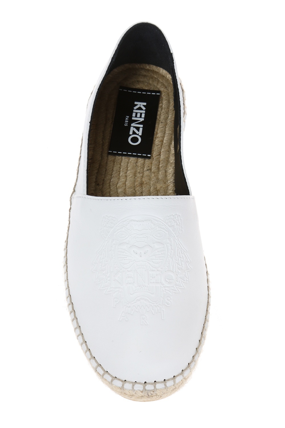 Kenzo Tiger Head Pattern Straw Woven Business Casual Shoes In White