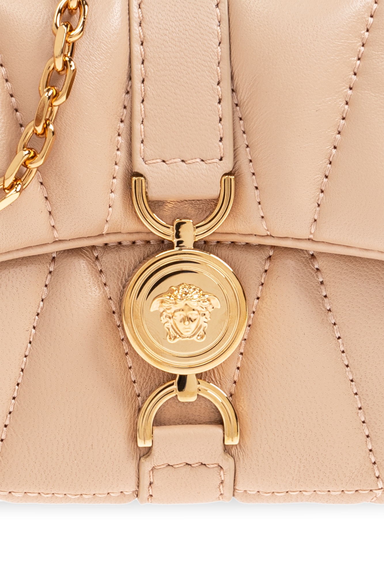 Versace Kleio Quilted Mini Shoulder Bag In Nude