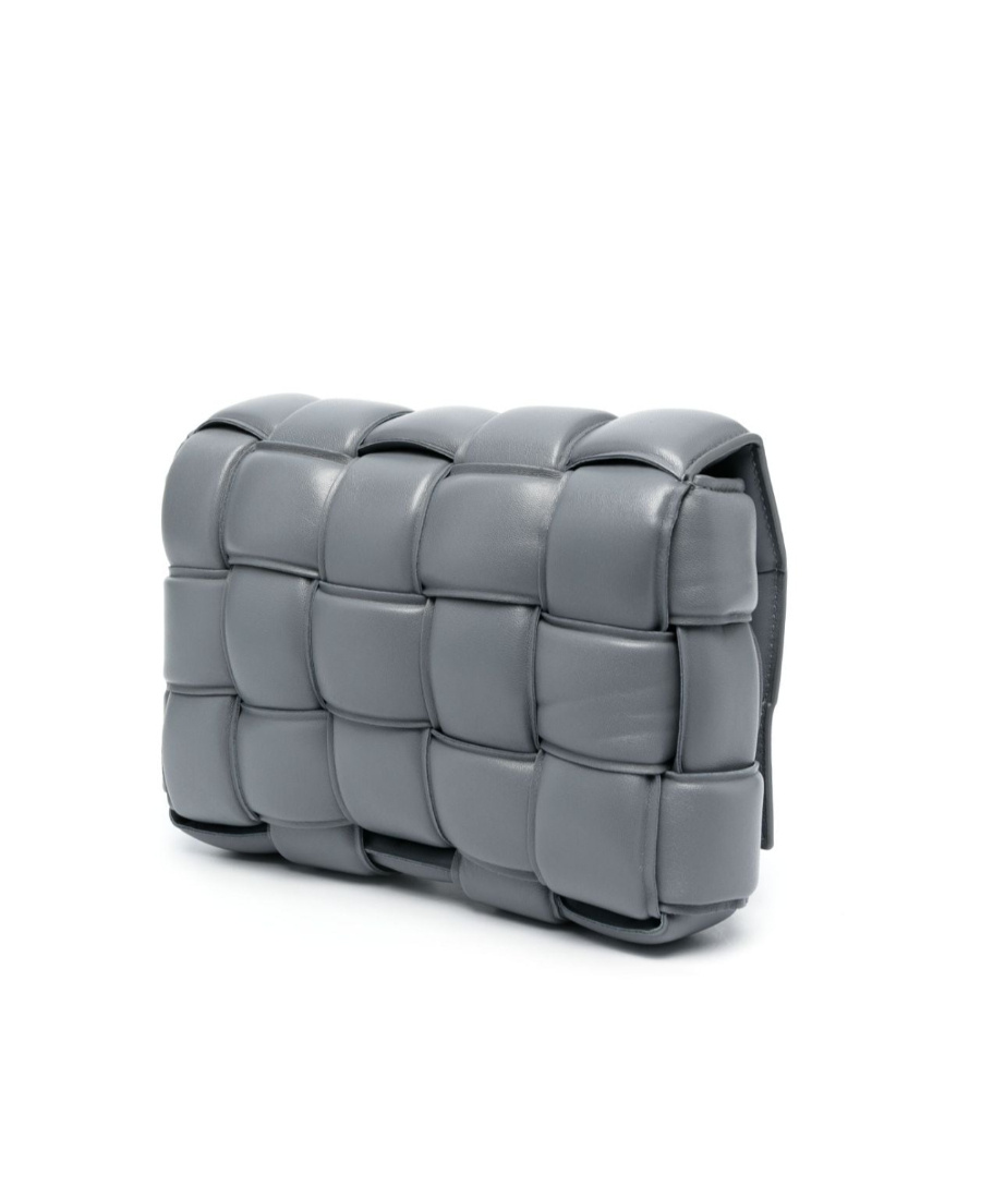 Bottega Veneta Padded Cassette Leather Shoulder Bag In Gray