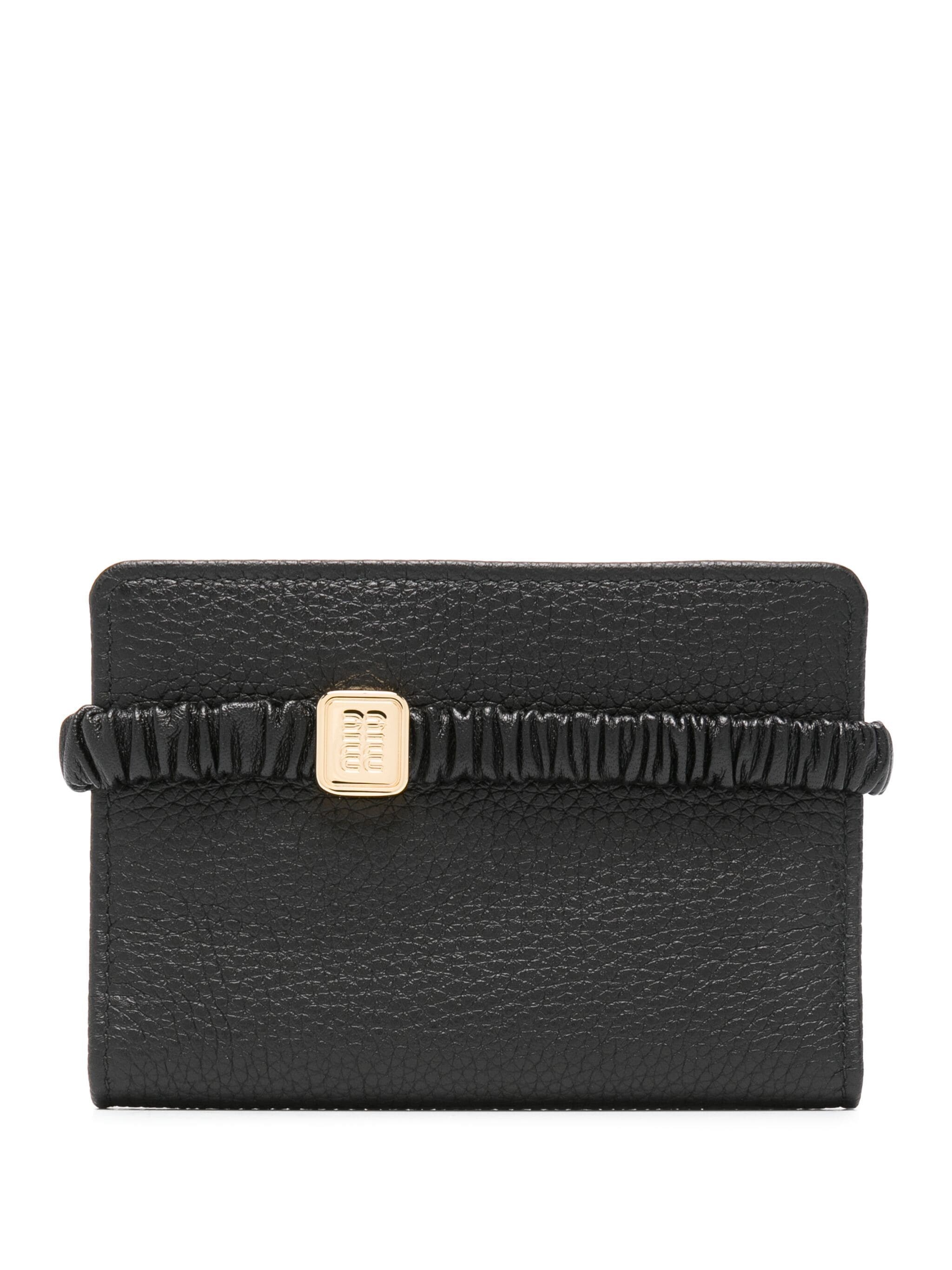 Miu Miu Small Tri-fold Leather Wallet In Black
