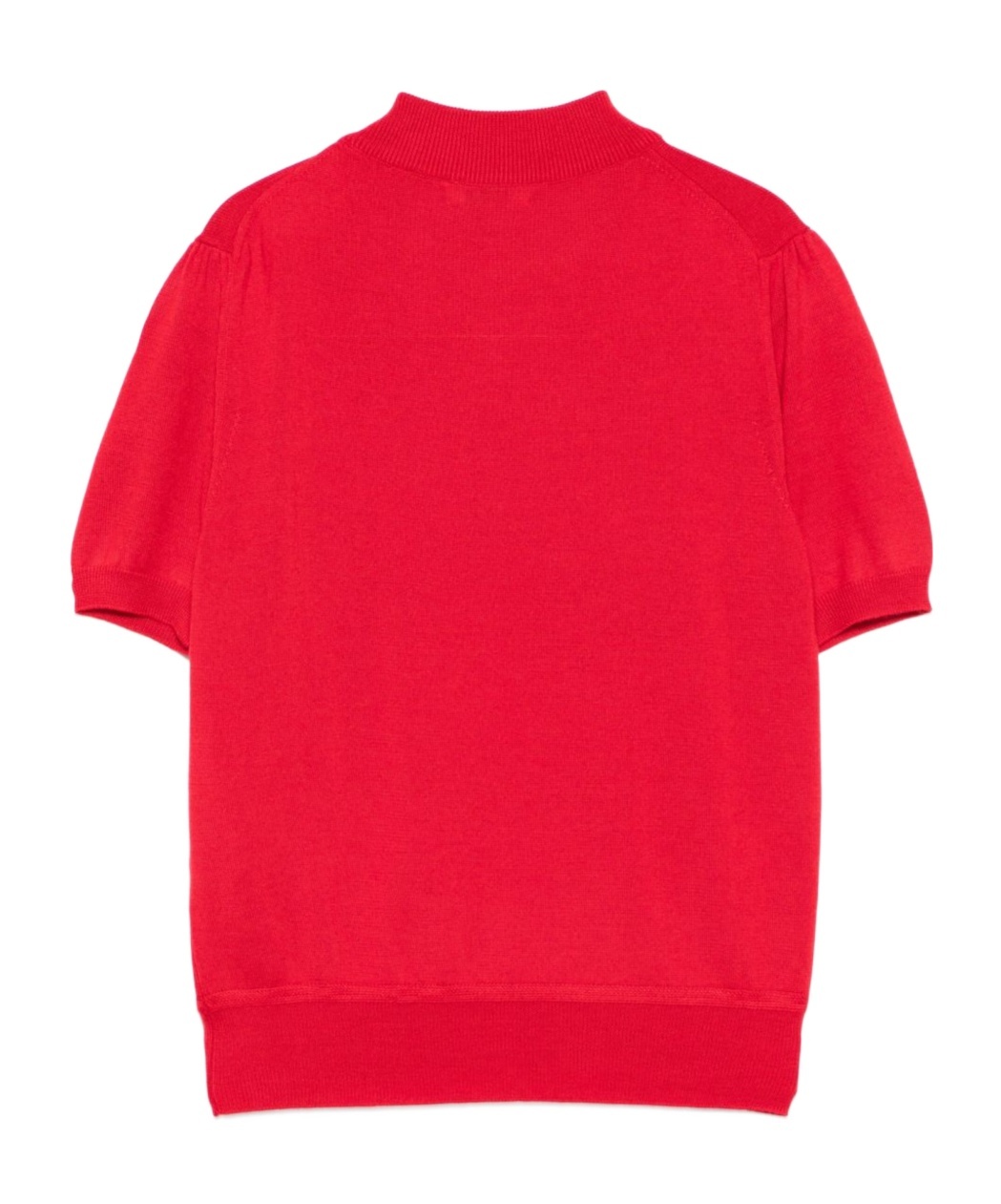 Bally Ribbed High Neck Short Sleeve Top In Red