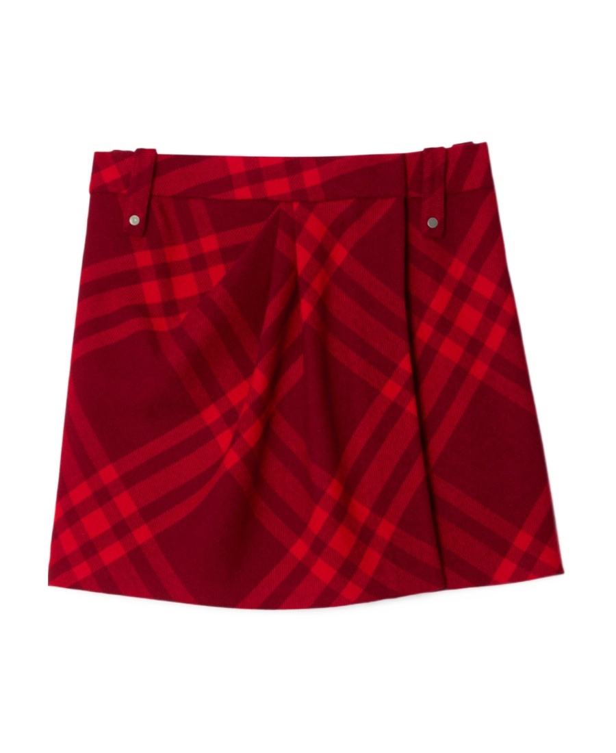 BURBERRY CHECK-PATTERN WOOL MINISKIRT