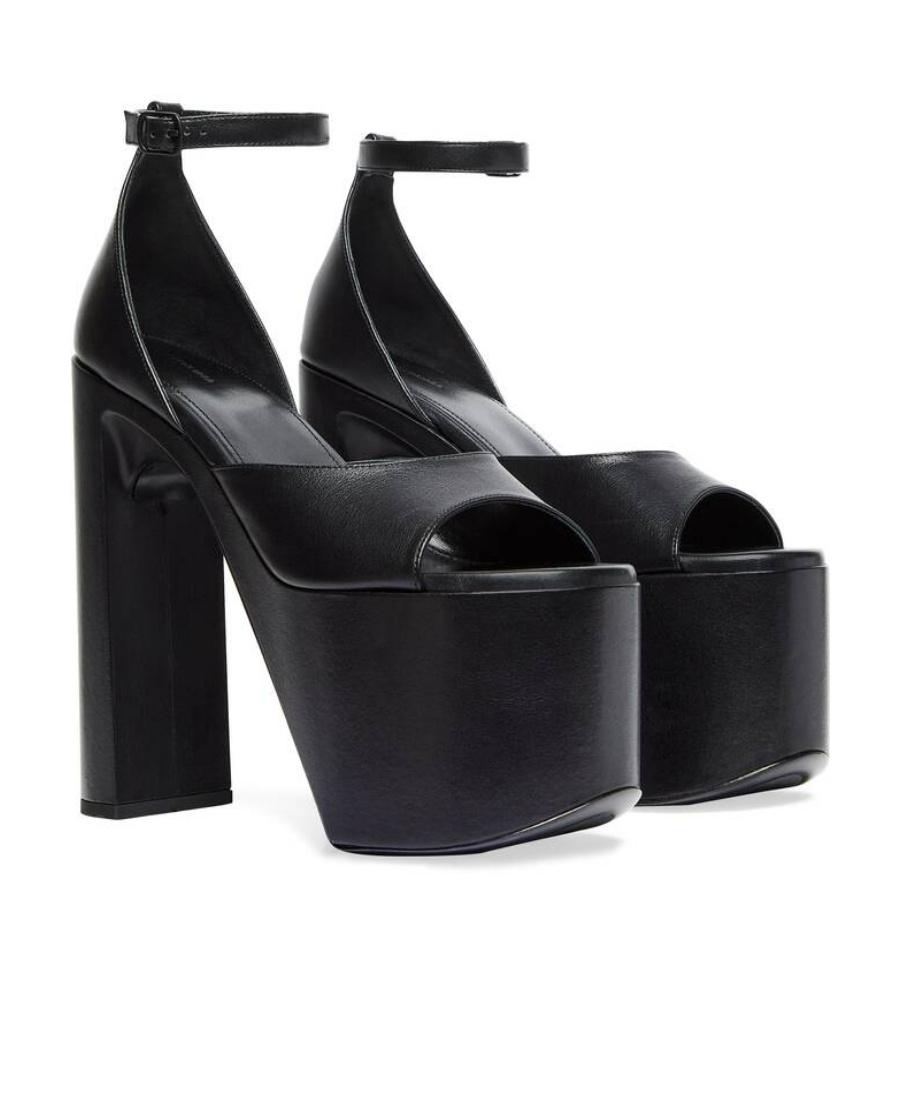 Balenciaga Camden 160 Platform Sandals In Calf Leather In Black
