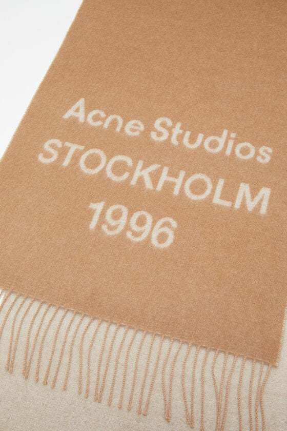 Acne Studios Logo Jacquard Scarf In Nude