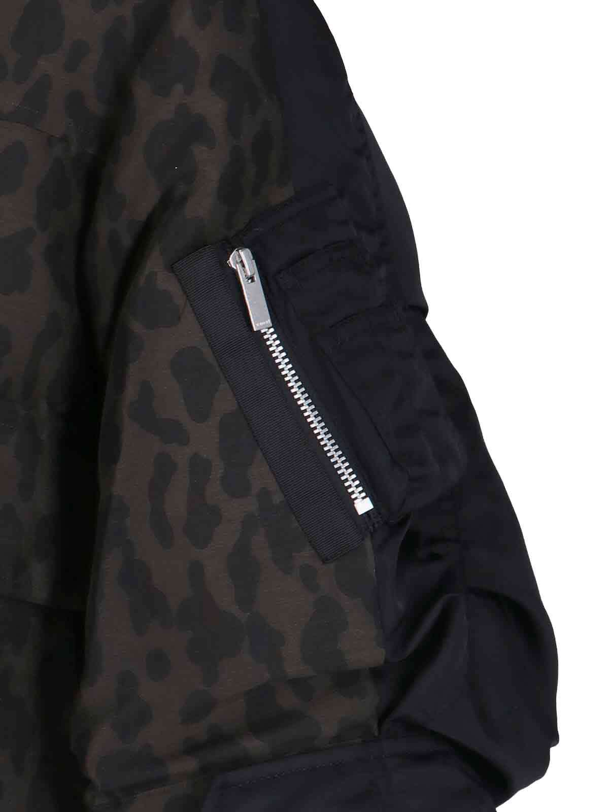 Sacai Leopard Print X Nylon Twill Jacket In Black