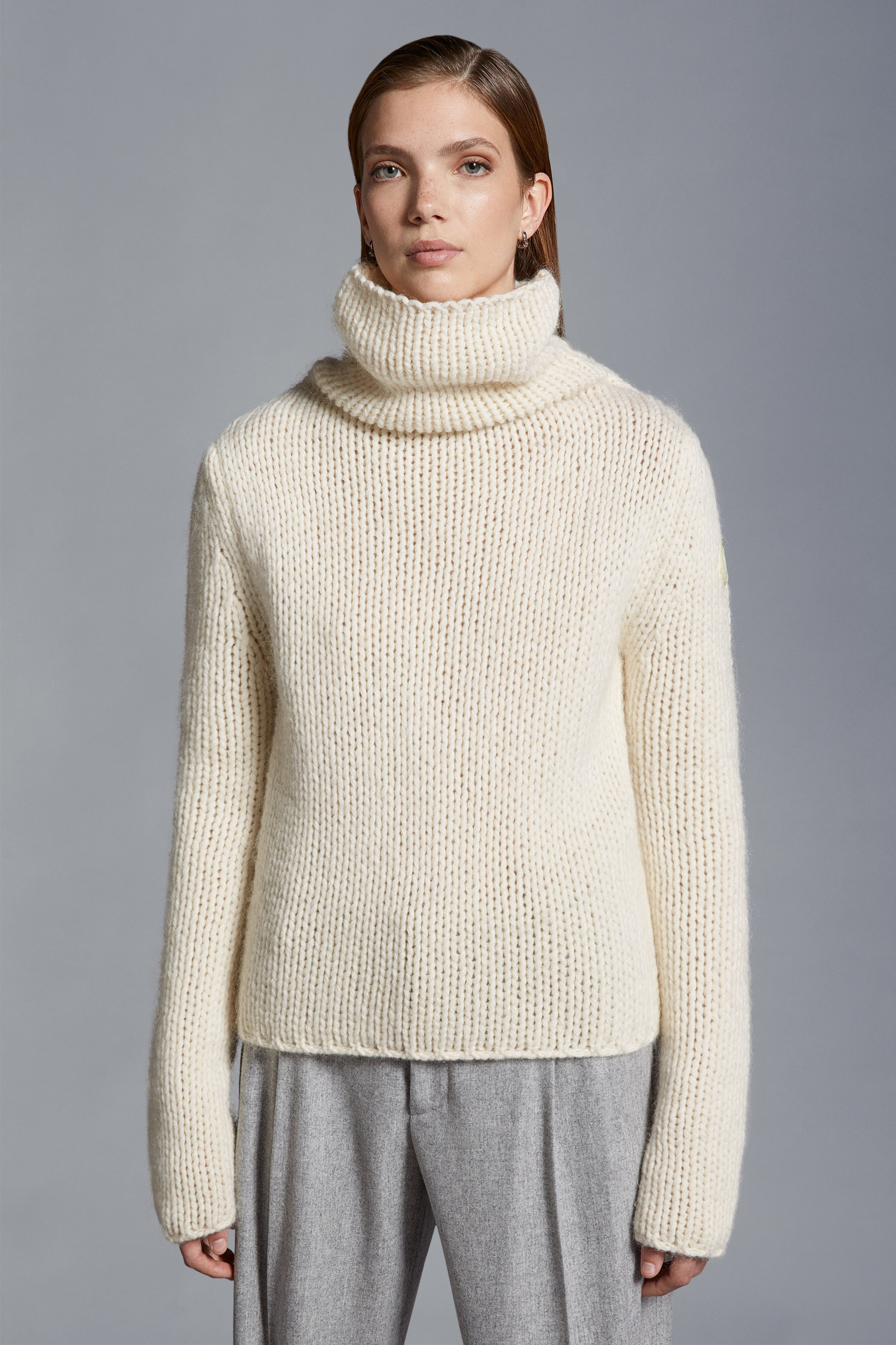 Moncler Chunky-knit Roll-neck Jumper In White