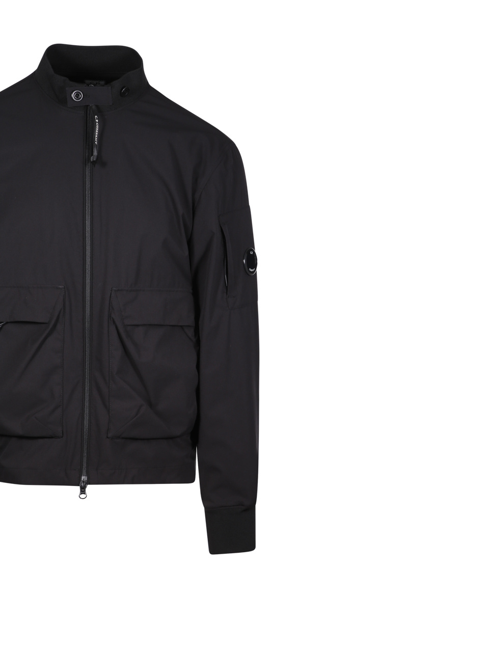 C.p. Company Lens-appliqué Bomber Jacket In Black