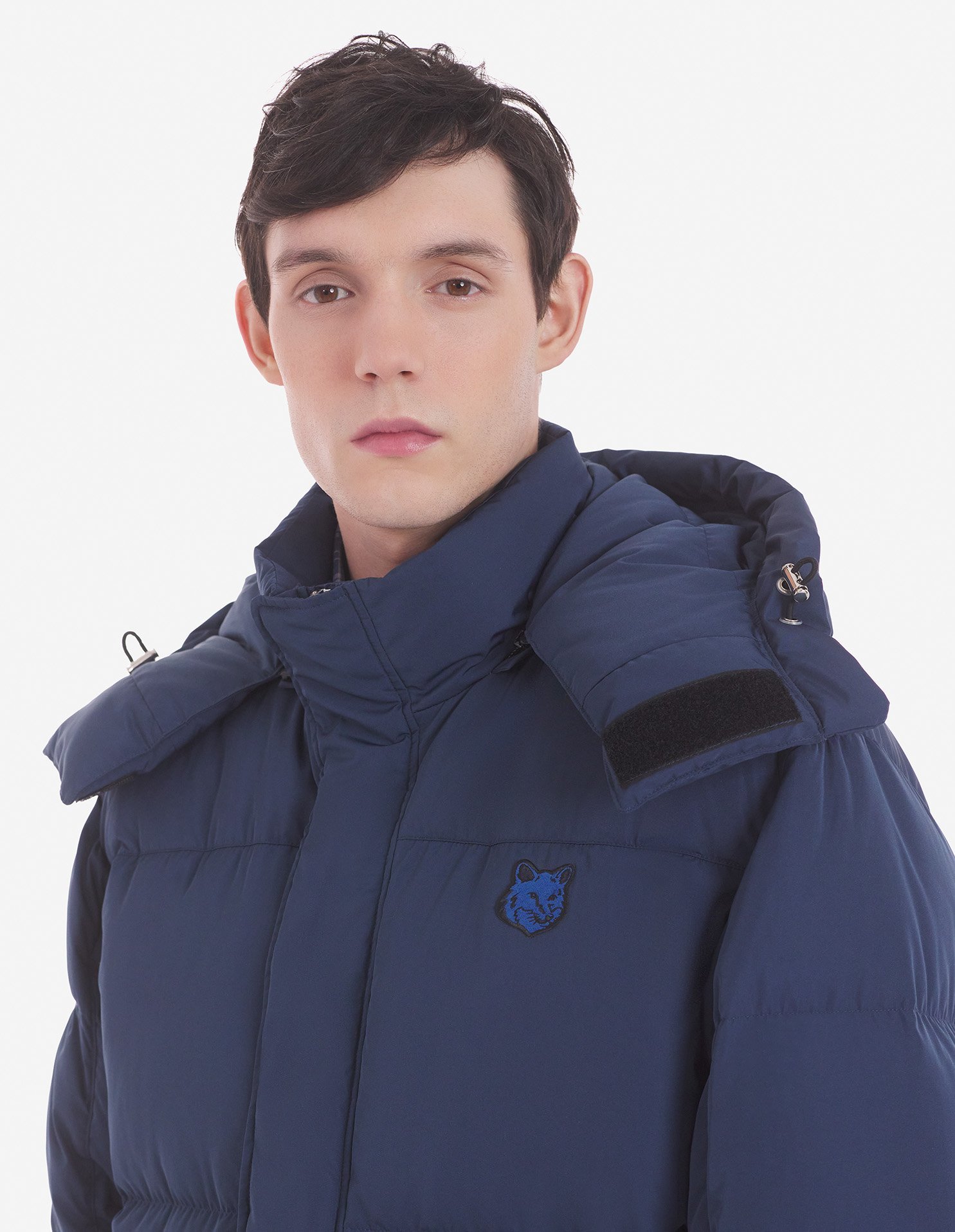 Maison Kitsuné Fox-appliqué Padded Coat In Blue