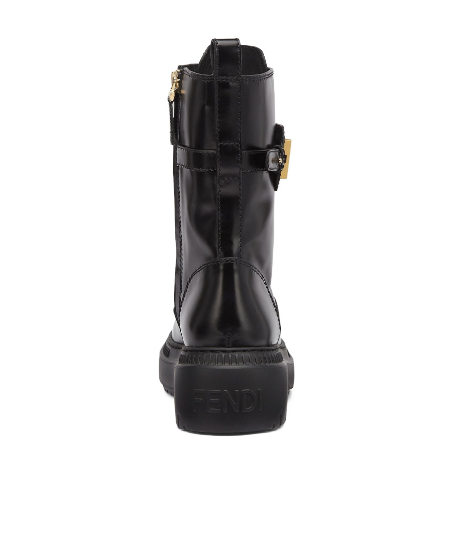 Fendi Lace-up Ankle Boots In Black