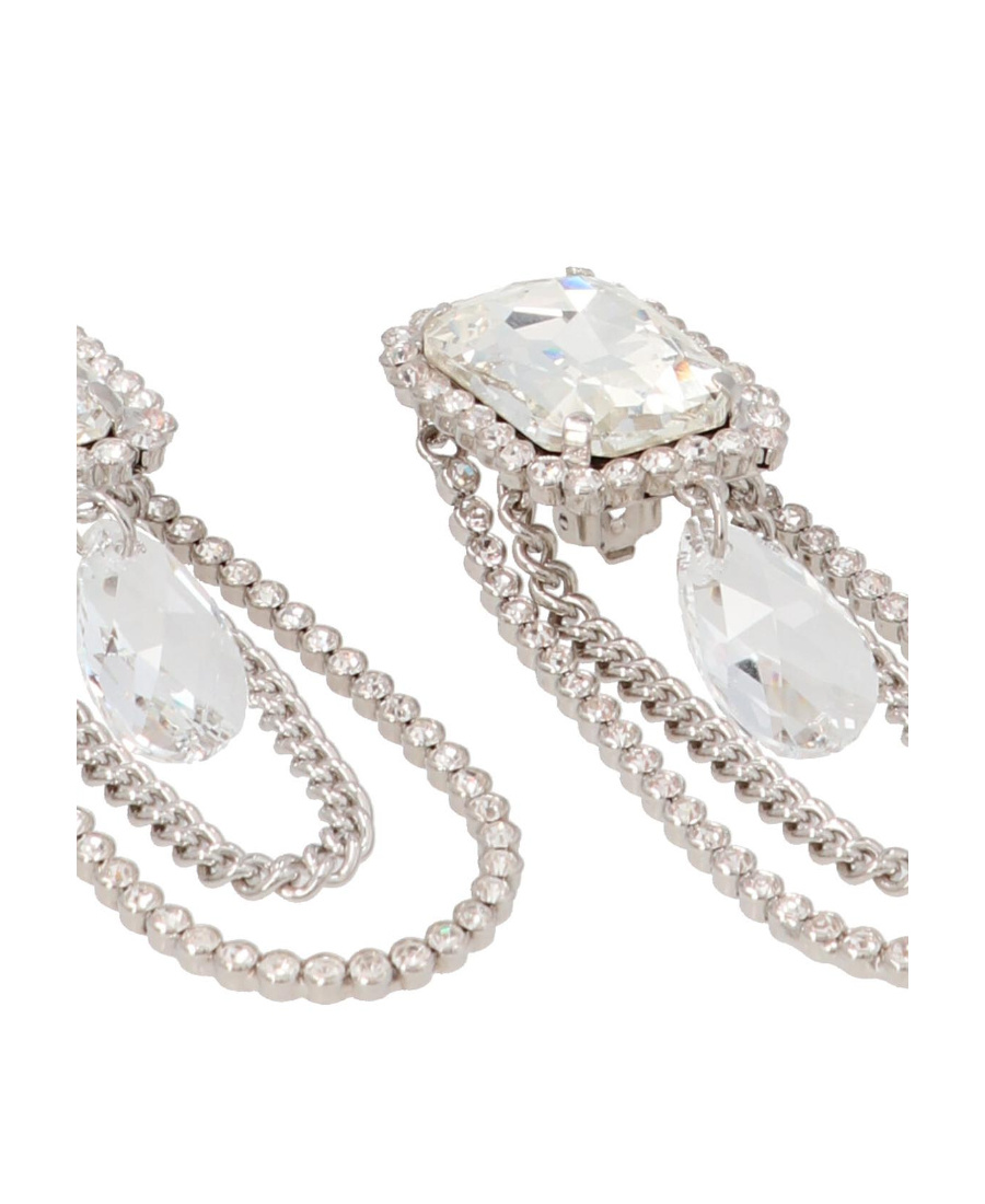 Alessandra Rich Crystal-embellished Drop Chain Earrings In Silver