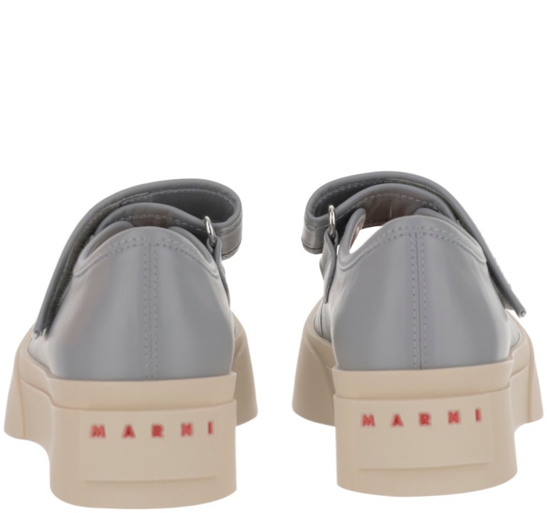 Marni Gray Calfskin Low-top Sneakers With Hook-and-loop Closure In Nude