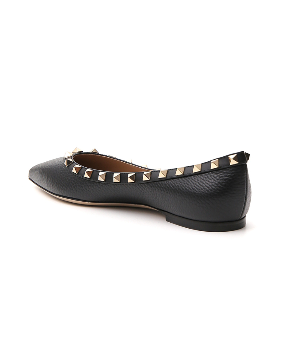 Valentino Rockstud Ballerina Shoes In Black