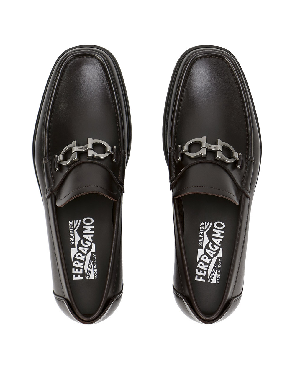 Ferragamo Leather David Loafer With Gancini Hook For Men In Black