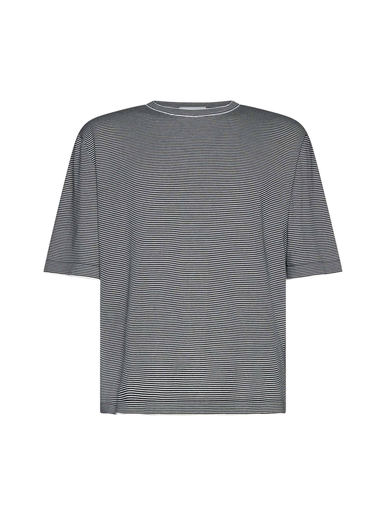 Lardini Striped Knitted T-shirt In Gray