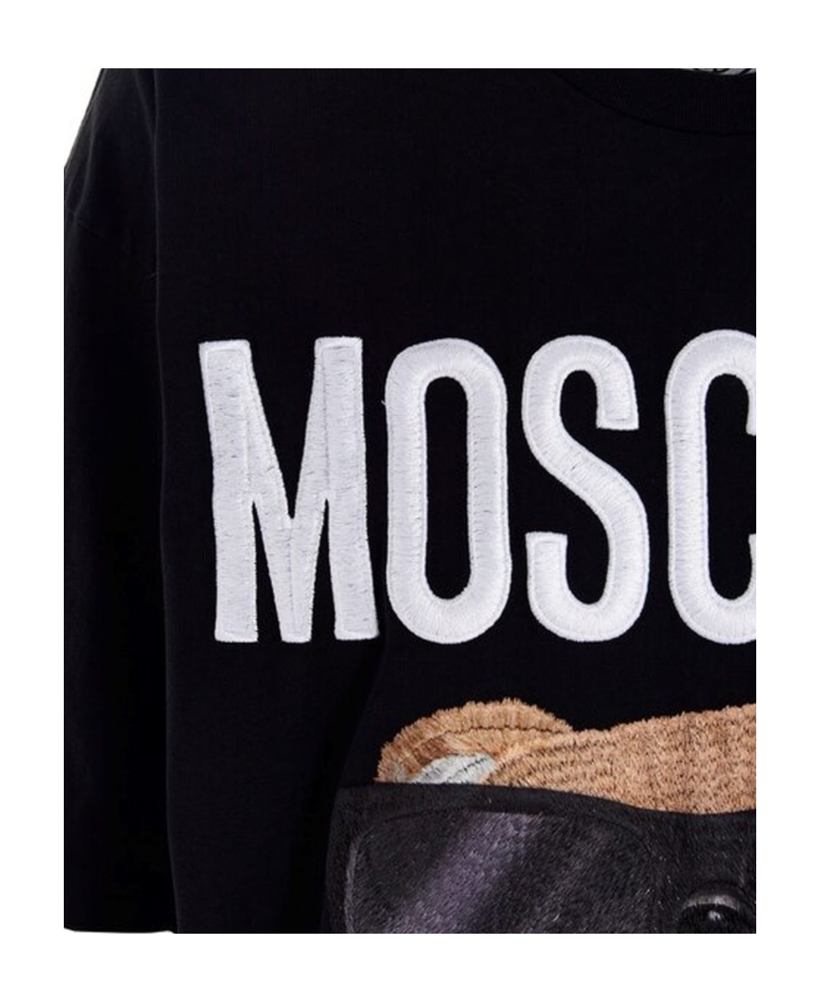 Moschino Teddy Bear Pattern Printed T-shirt In Black