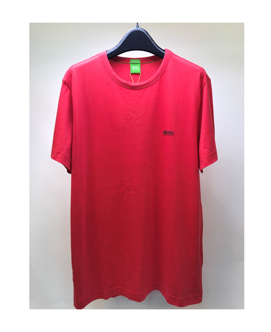 Hugo Boss Stretch-cotton Regular-fit T-shirt With Contrast Logo In Red