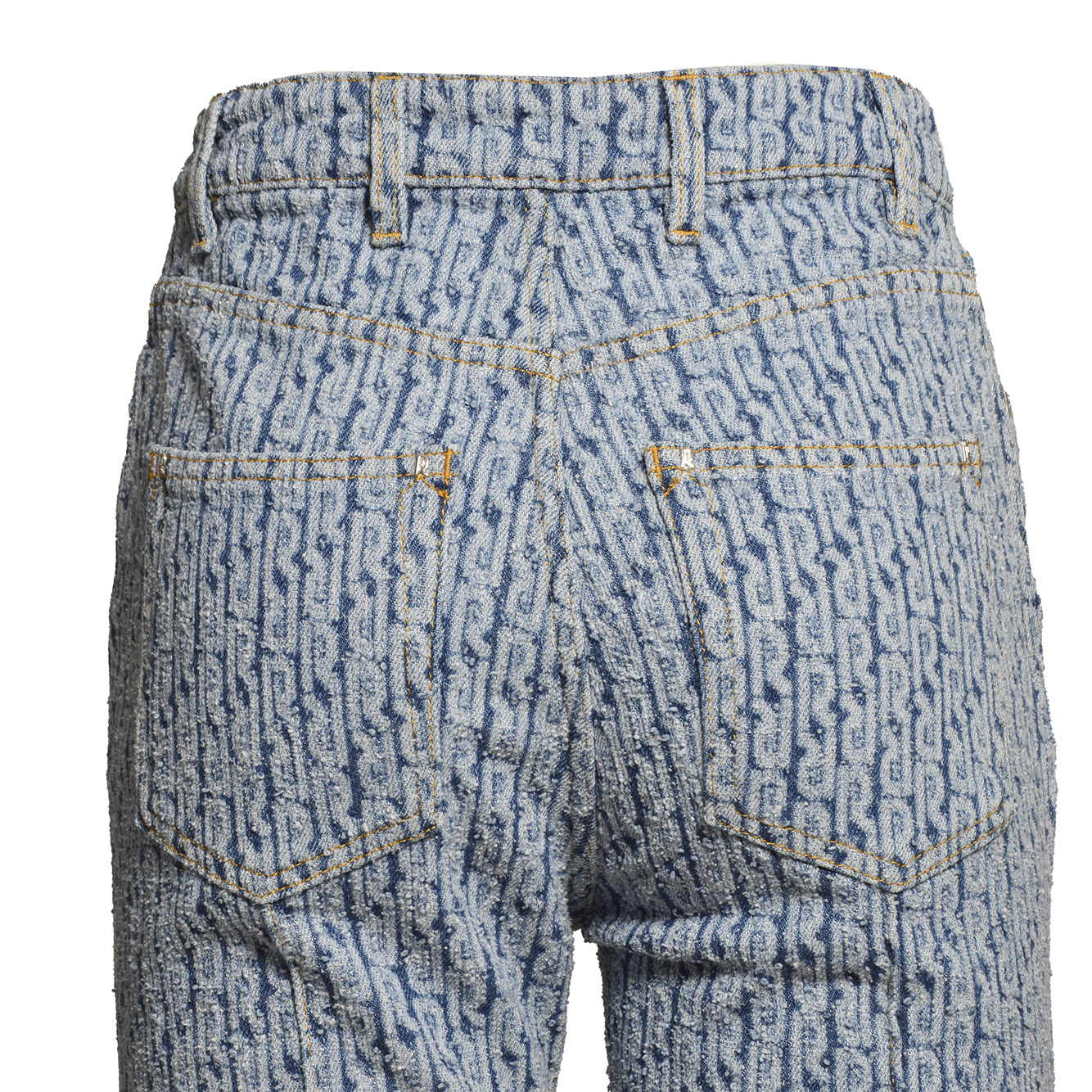Rabanne Monogram-pattern Flared Jeans In Gray