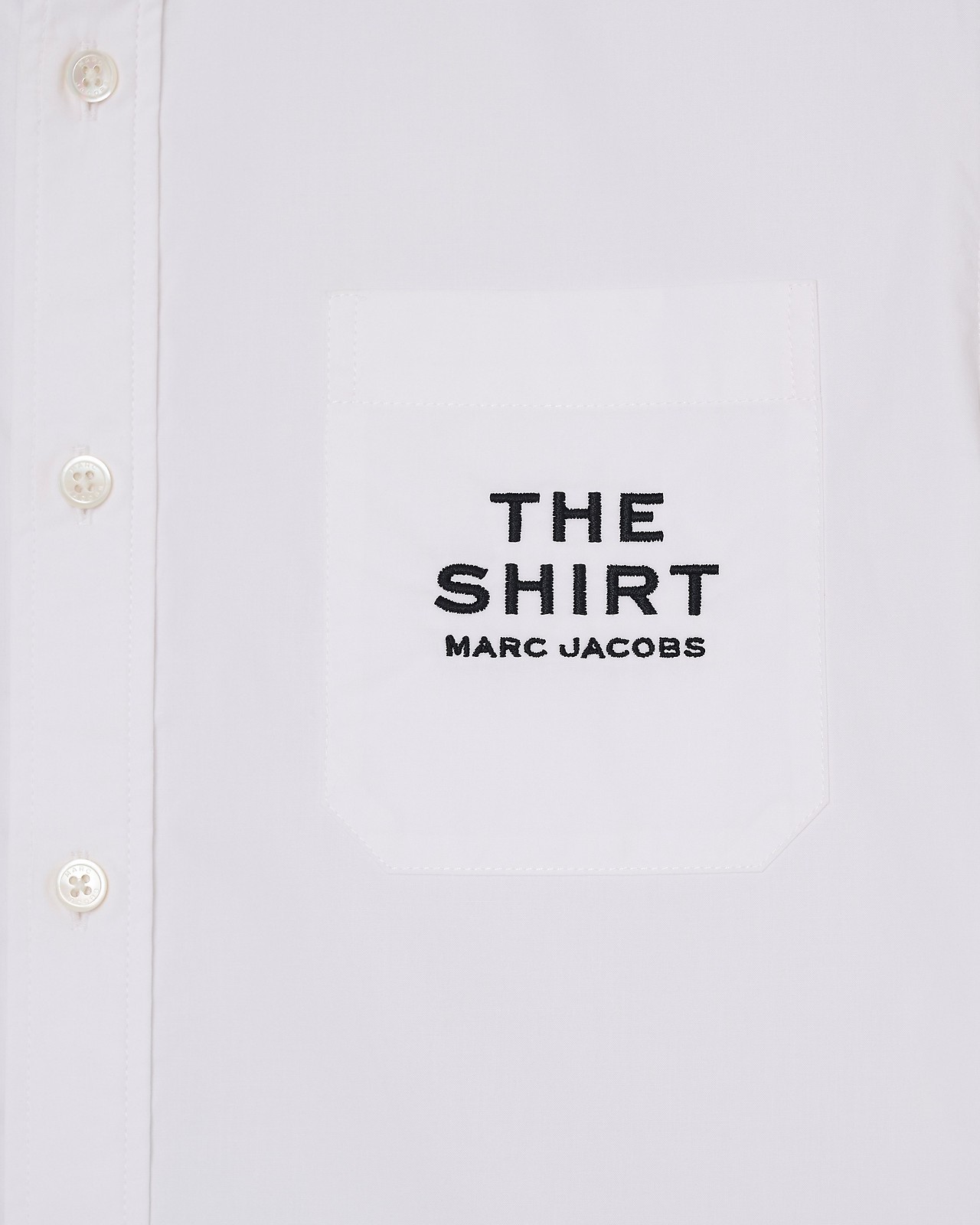 Marc Jacobs Womens The Cropped Text-embroidery Cotton Shirt White In White