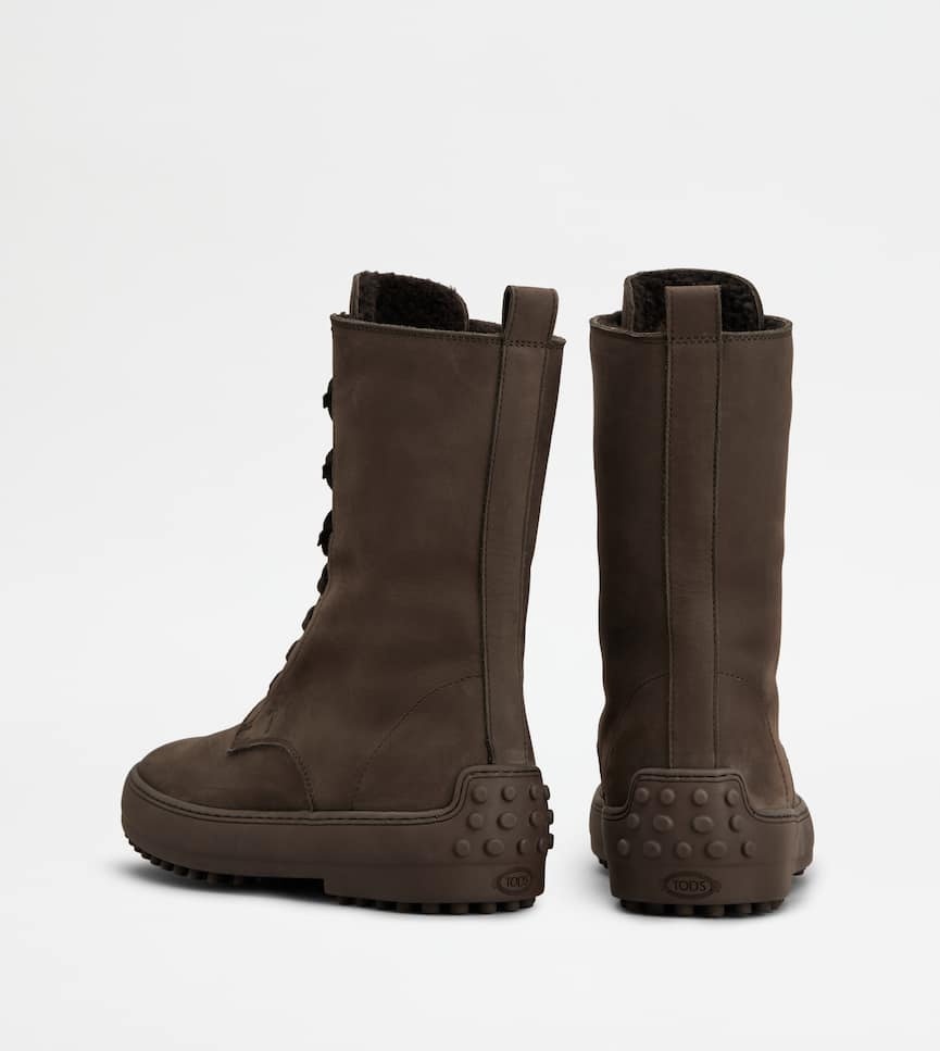Tod's Gommino Nubuck Ankle Boots In Brown