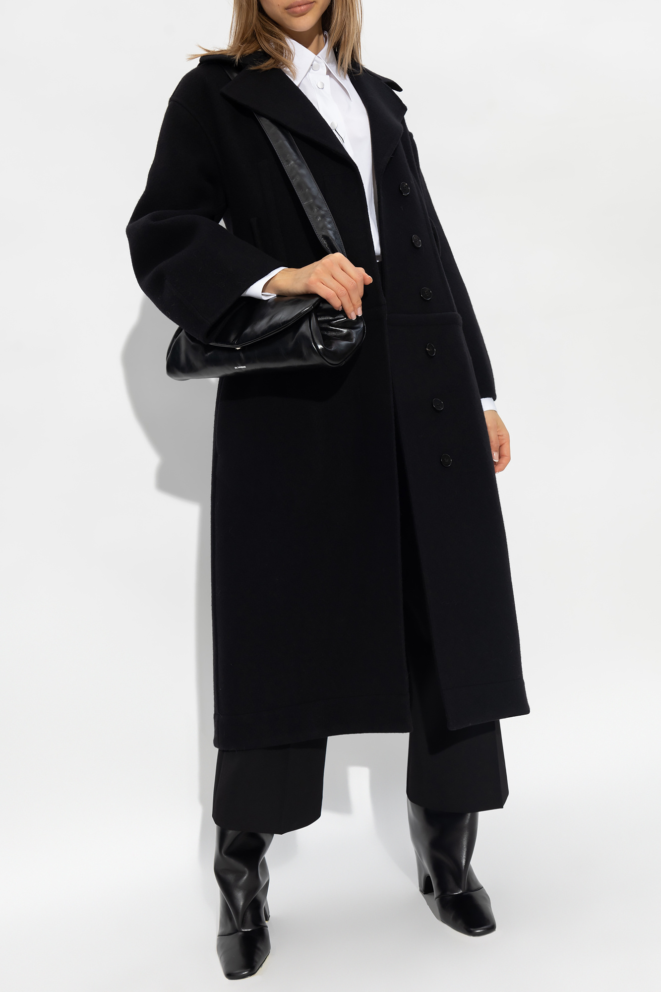Jil Sander Cropped Pant Flared Hem In Black