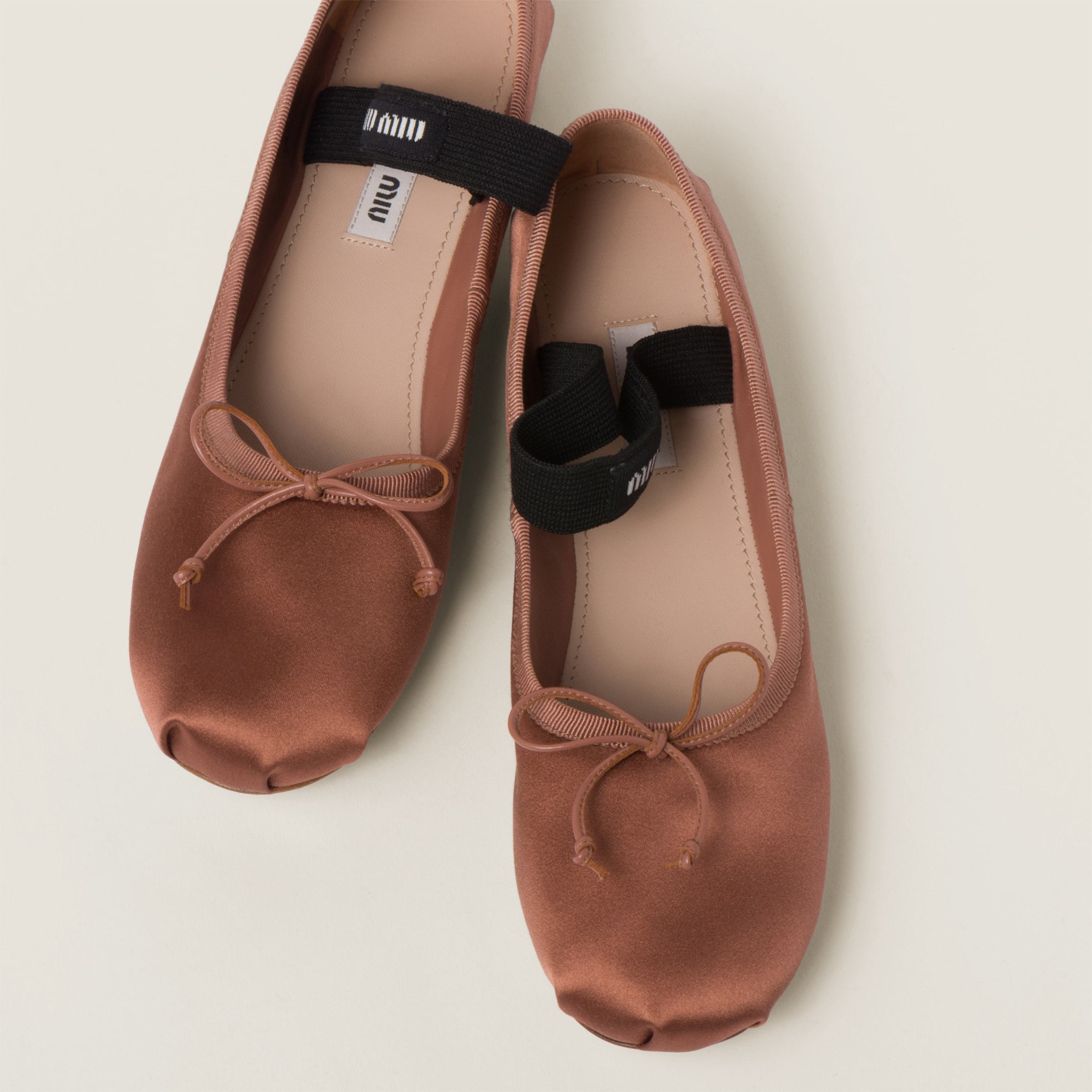 Miu Miu Satin Ballerinas In Brown