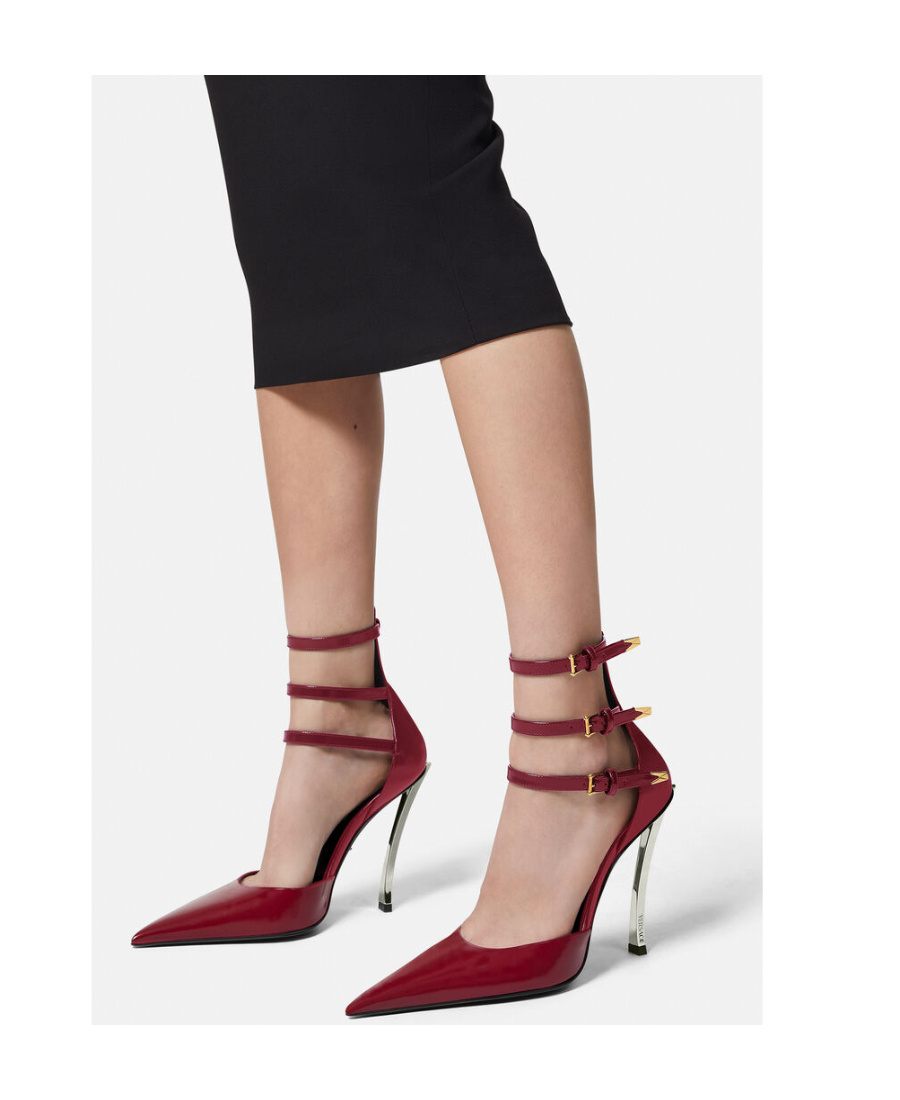 Versace 120mm Pointed-toe Leather Sandals In Red