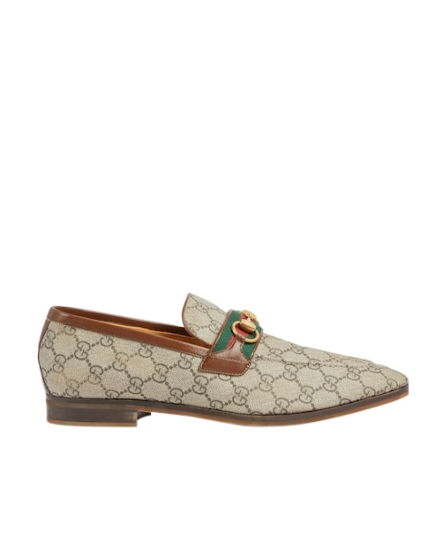 Gucci Horsebit Gg-canvas Loafers In Nude