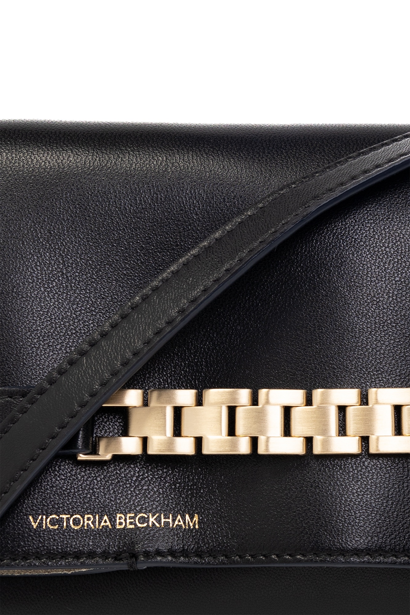 Victoria Beckham Chain Leather Crossbody Bag In Black