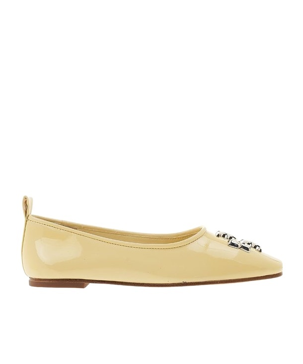 Tory Burch Eleanor Logo-plaque Ballerina In Nude