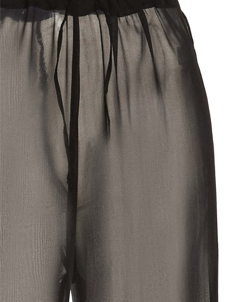 OSEREE FEATHER-TRIM SILK TROUSERS