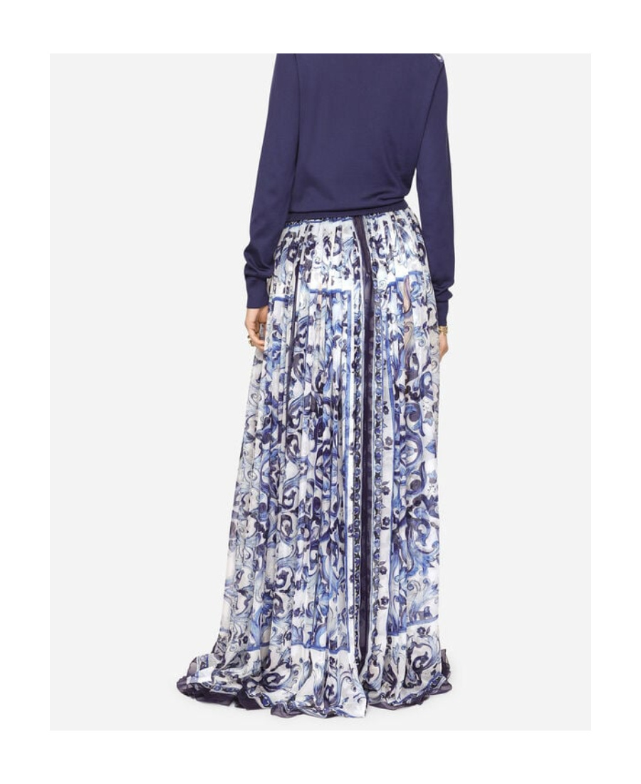 Dolce & Gabbana Majolica-print Silk Floor-length Skirt In Multicolor