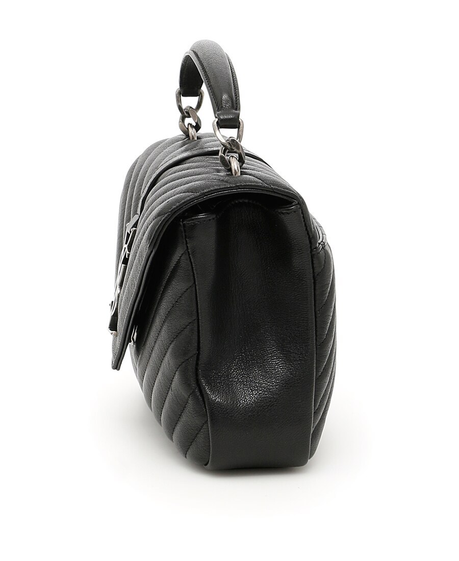 Saint Laurent College Medium Leather Shoulder Bag In Black