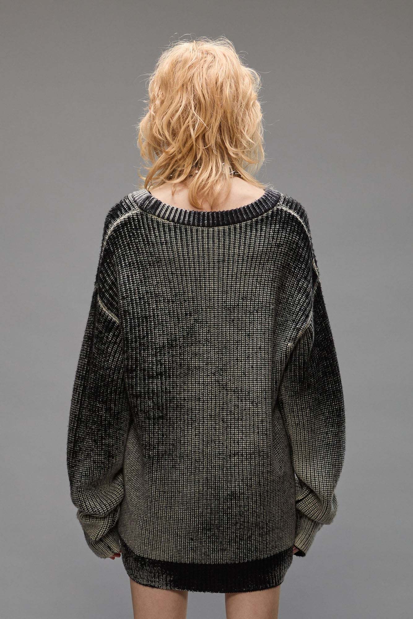 R13 REVERSE-PRINTED WOOL JUMPER